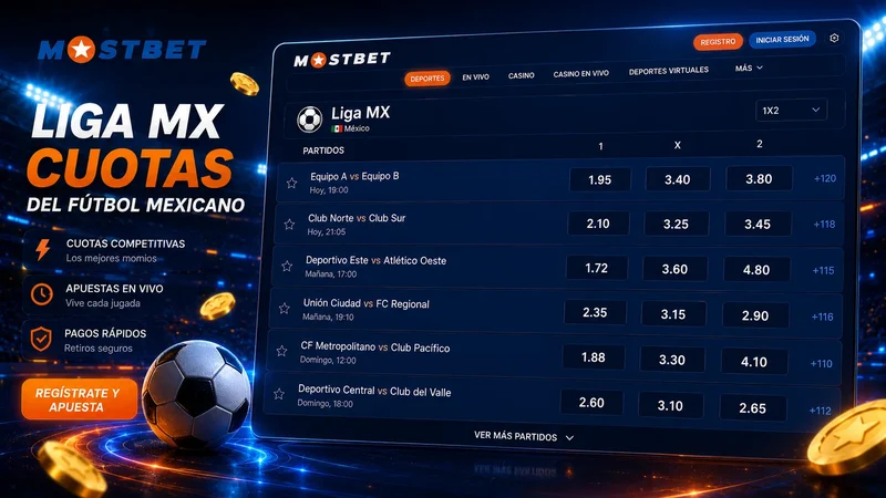 Cuotas de fútbol de la Liga MX en Mostbet