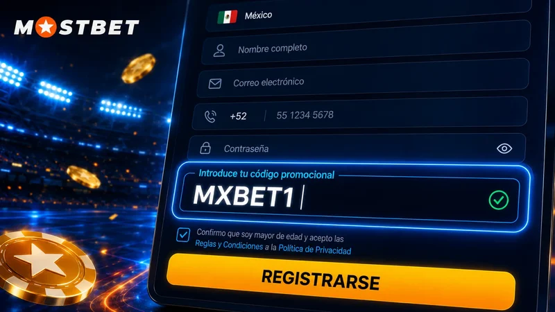 Dónde escribir el código promocional en el registro de Mostbet