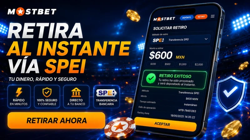 Solicitud de retiro por transferencia SPEI en Mostbet