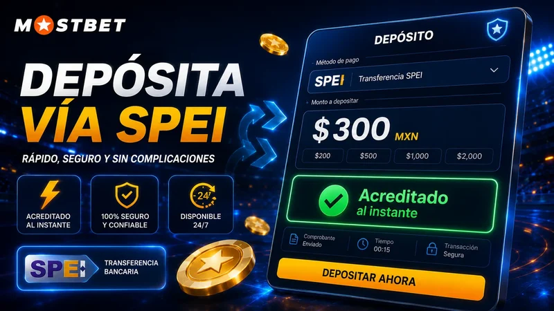 Depósito instantáneo por SPEI en Mostbet