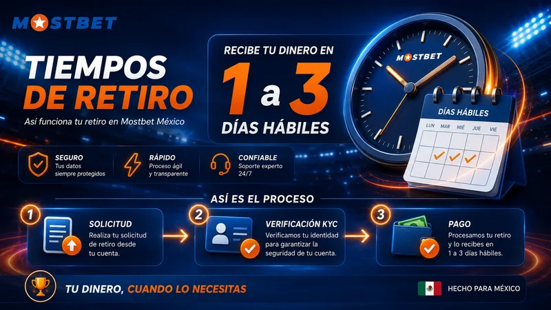 Tiempos de retiro de Mostbet de 1 a 3 días hábiles